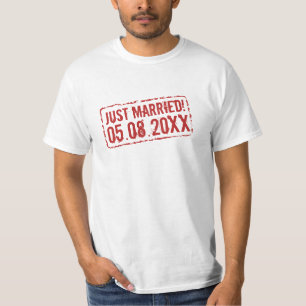 Gewoon gehuwd grappig shirt met trouwdatumstempel