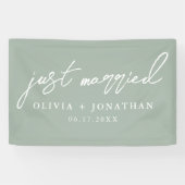 Gewoon gehuwd met legant calligrafie als bruiloft spandoek (Horizontaal)