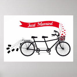 Gewoon gehuwd poster, trouwtandem fiets poster