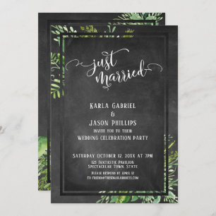 Gewoon gehuwd Script Greenery Bouquet & Chalkboard Kaart