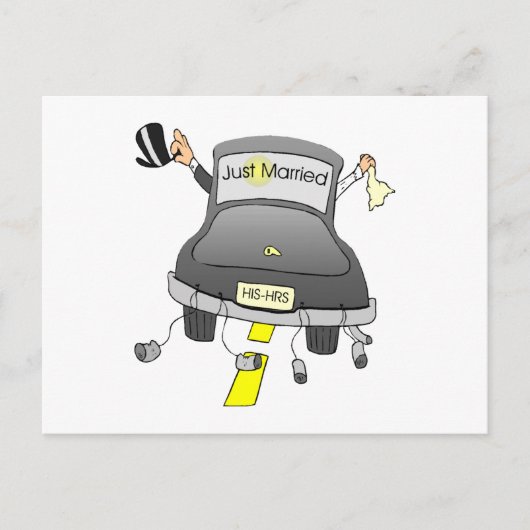 Gewoon gehuwde auto aankondigingskaart (Voorkant)