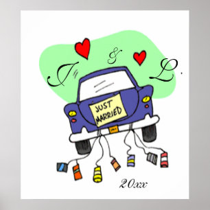 Gewoon gehuwde auto poster