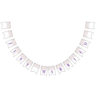 Gewoon gehuwde banner Gold Silver Confetti