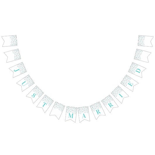 Gewoon gehuwde banner Light Blue Silver Confetti (Alle)