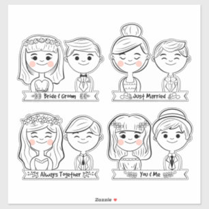 Gewoon gehuwde bride en Groom Sticker
