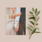 Gewoon gehuwde Cute-scriptfoto Aankondiging