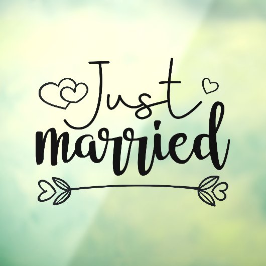 Gewoon gehuwde elegante scriptbruiloft raamsticker (Vel 3)