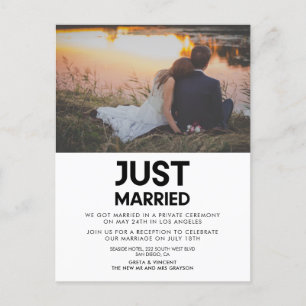 Gewoon gehuwde foto van Modern bruiloft Briefkaart