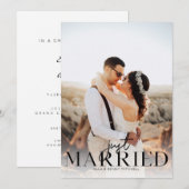 Gewoon gehuwde foto zwarte Typografie Aankondiging (Voorkant / Achterkant)