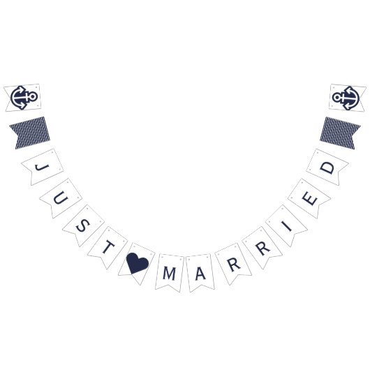 Gewoon gehuwde Nautical Wedding Bunting Vlaggetjes (Alle)