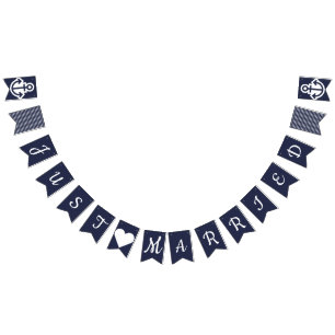 Gewoon gehuwde Nautical Wedding Bunting Vlaggetjes