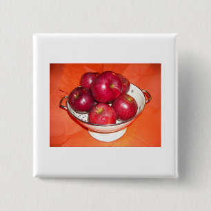 Gewoon gepikte appels vierkante button 5,1 cm