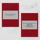 Gewoon geraffineerde Silver Grey Red Professional Visitekaartje (Voorkant / Achterkant)