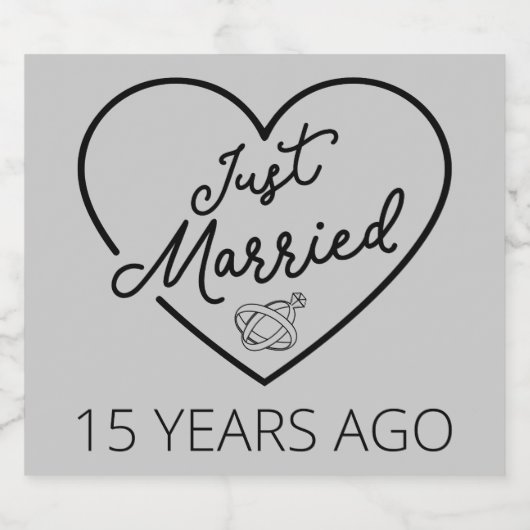 Gewoon getrouwd 15 jaar geleden sparkling wijnetiket (Enkel label)