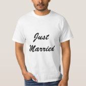 Gewoon getrouwd aangepaste script tekst bruiloft P T-shirt (Voorkant)