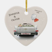 Gewoon getrouwd (aanpasbaar) keramisch ornament (Voorkant)