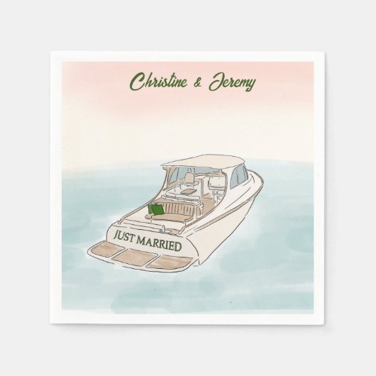 Gewoon getrouwd Boot cocktail Servet (Voorkant)