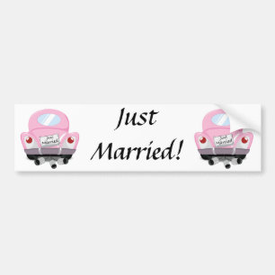 gewoon+getrouwd, getrouwd+auto,cartoon+huwelijk+au bumpersticker