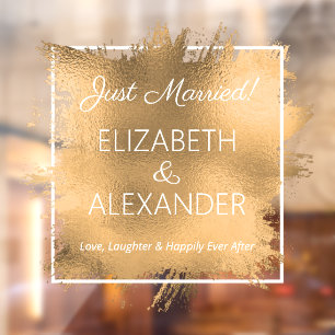 Gewoon getrouwd. Gold Faux-Folie Raamsticker