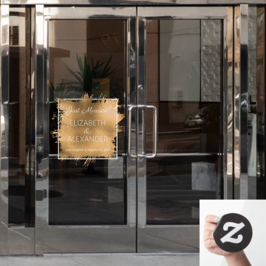 Gewoon getrouwd. Gold Faux-Folie Raamsticker (Kantoordeur)