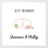 Gewoon getrouwd met Bride & Groom Names Raamsticker (Vel)