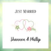 Gewoon getrouwd met Bride & Groom Names Raamsticker (Vel 3)