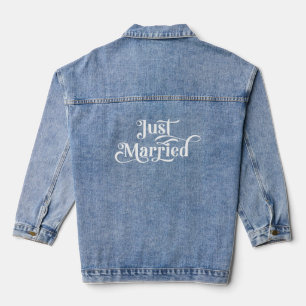 Gewoon getrouwd met elegante witte typografie denim jacket