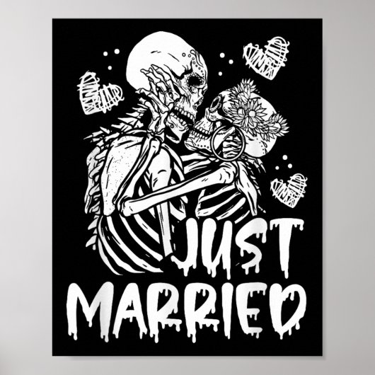 Gewoon getrouwd met Halloween Skeleton Bride en we Poster (Voorkant)