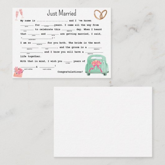 Gewoon getrouwd met libs notitiekaartje (Voorkant / Achterkant)