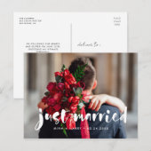 Gewoon getrouwd Modern script trouwfoto Briefkaart (Voorkant / Achterkant)