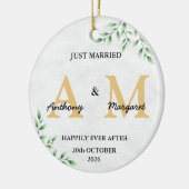 Gewoon getrouwd monogram Names Mr & Mrs. 2022 Keramisch Ornament (Links)