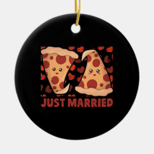 Gewoon getrouwd Pizza Slice Keramisch Ornament