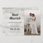 Gewoon getrouwd Rustic Bleaching Wood Foto Weduwsc Aankondiging (Voorkant / Achterkant)