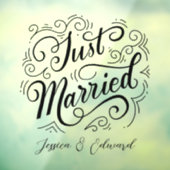 Gewoon getrouwd Script Stijlvol Modern Window Clin Raamsticker (Vel 3)