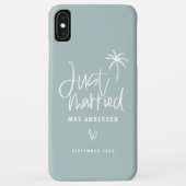 Gewoon getrouwd strand met palmbomen bruiloft Case-Mate iPhone case (Achterkant)