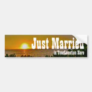 Gewoon getrouwd tropisch strand bumpersticker