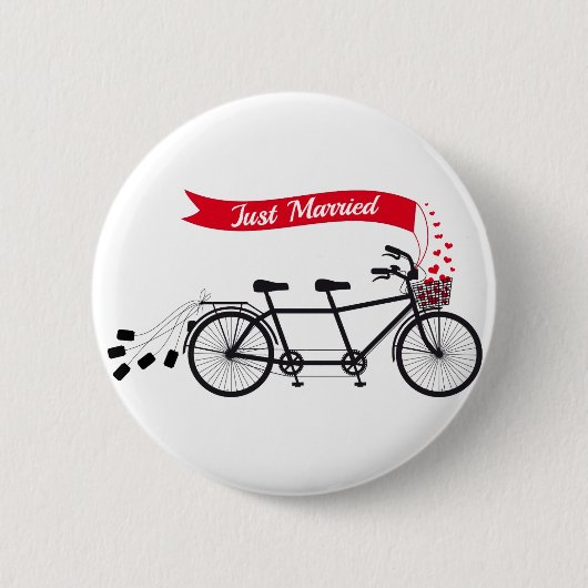 Gewoon getrouwd, trouwtandem fiets ronde button 5,7 cm (Voorkant)