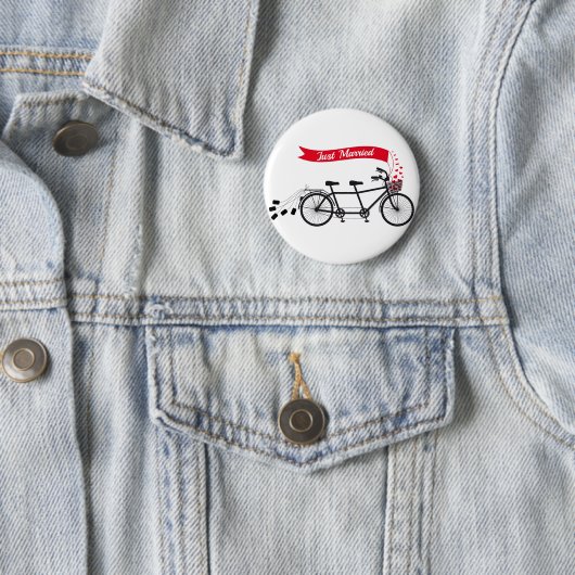 Gewoon getrouwd, trouwtandem fiets ronde button 5,7 cm (In situ)
