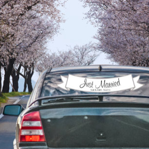 Gewoon getrouwde auto banner voor bruiloft of huwe raamsticker