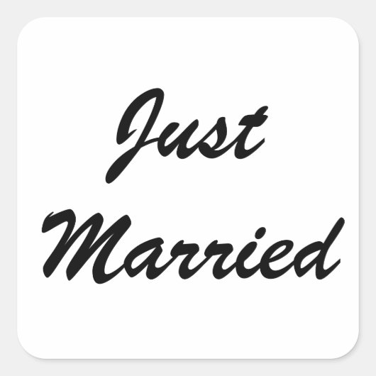 Gewoon getrouwde Passen getrouwd aangepaste script Vierkante Sticker (Voorkant)