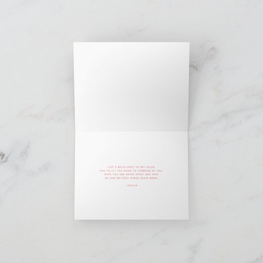 Gewoon Gezegde Hi| Eenvoudig Script roze en wit Kaart (Binnen)