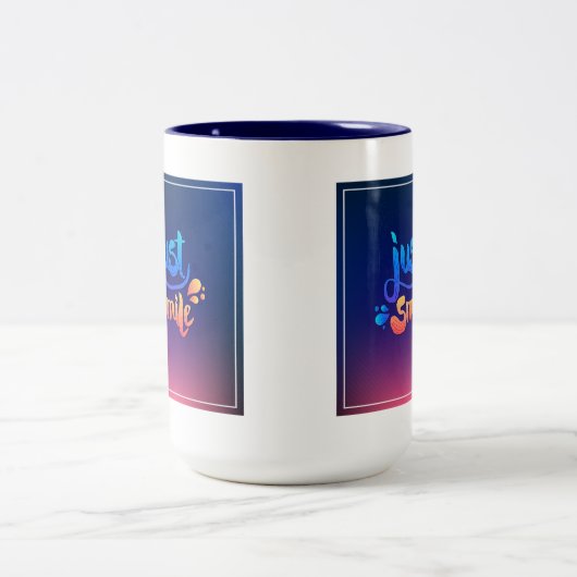 Gewoon glimlach tweekleurige koffiemok (Center)