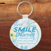 Gewoon glimlachen Een naam toevoegen Sleutelhanger (Voorkant)