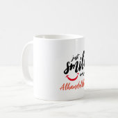 Gewoon glimlachen en alhamdulillah zeggen koffiemok (Voorkant links)