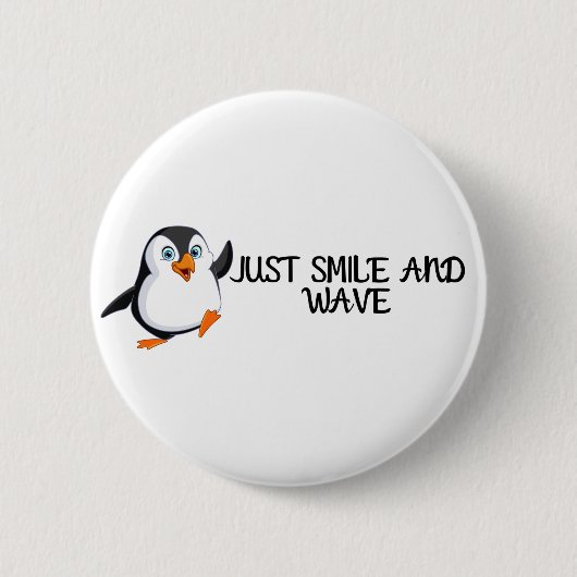 Gewoon glimlachen en Wave Penguin Ronde Button 5,7 Cm (Voorkant)