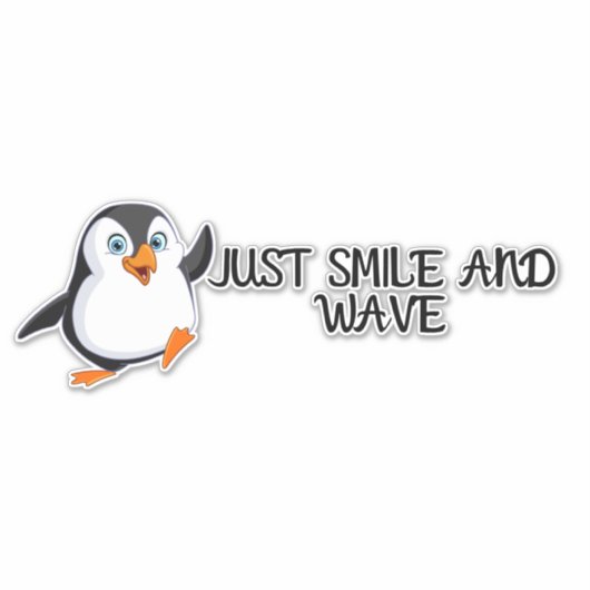 Gewoon glimlachen en Wave Penguin Sticker (Voorkant)