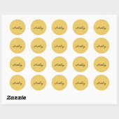 Gewoon goud script gepersonaliseerd ronde sticker (Vel)