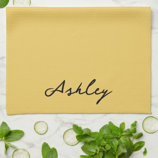 Gewoon goud script gepersonaliseerd theedoek (Gevouwen)