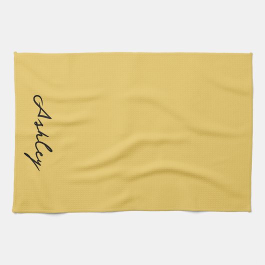 Gewoon goud script gepersonaliseerd theedoek (Horizontaal)