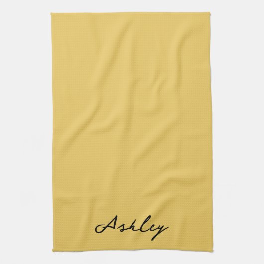 Gewoon goud script gepersonaliseerd theedoek (Verticaal)